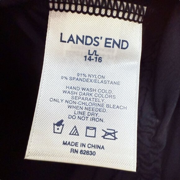 Lands End Swim Cover Up Size Large Black White Beach Tunic Top Embroidered - Picture 9 of 9